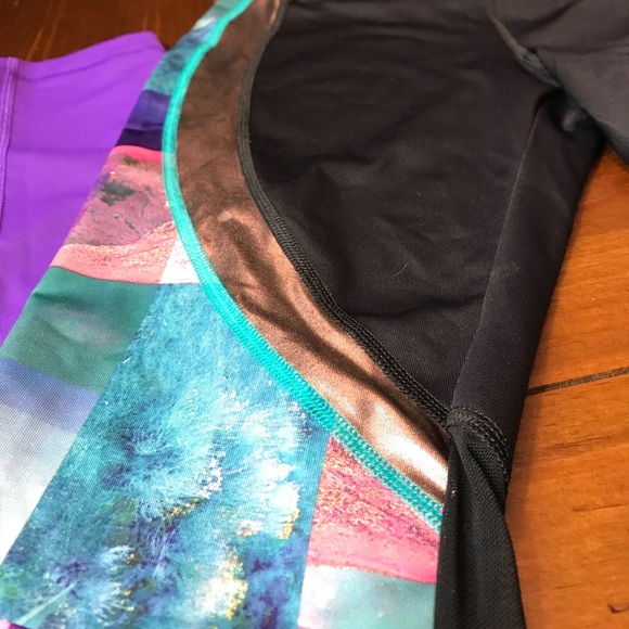 FILA Sport Mesh Purple Metallic Active Leggings S - Picture 5 of 8